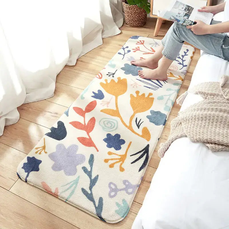 Cozy faux lamb wool good morning bedside rug for bedroom