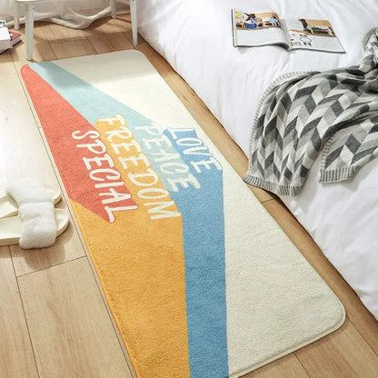 Cozy faux lamb wool good morning bedside rug for bedroom