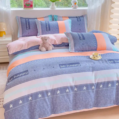 Cozy flower print cream teddy bear bedding set bedroom decor