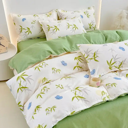 Cozy flower print cream teddy bear bedding set bedroom decor