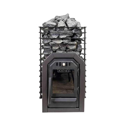 Cozy Heat Quattro Thru-Wall Square Style Sauna Stove With Sauna Stones [COZY QUATTRO TW] (SAK81754)