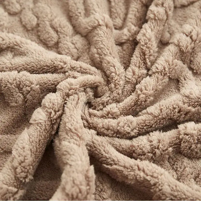 Cozy jacquard plush blanket living room textured sofa throw