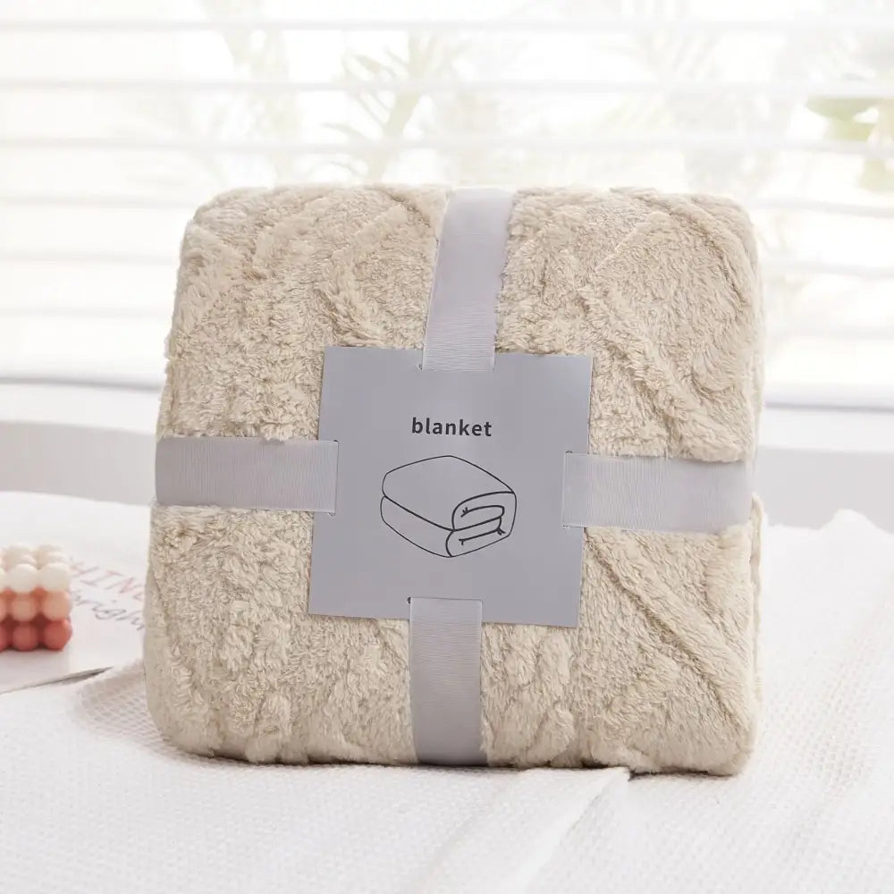 Cozy jacquard plush blanket living room textured sofa throw