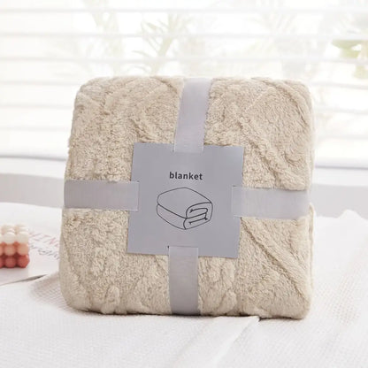Cozy jacquard plush blanket living room textured sofa throw