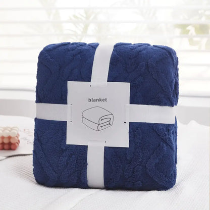 Cozy jacquard plush blanket living room textured sofa throw