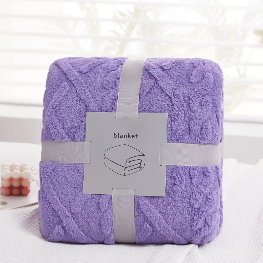 Cozy jacquard plush blanket living room textured sofa throw