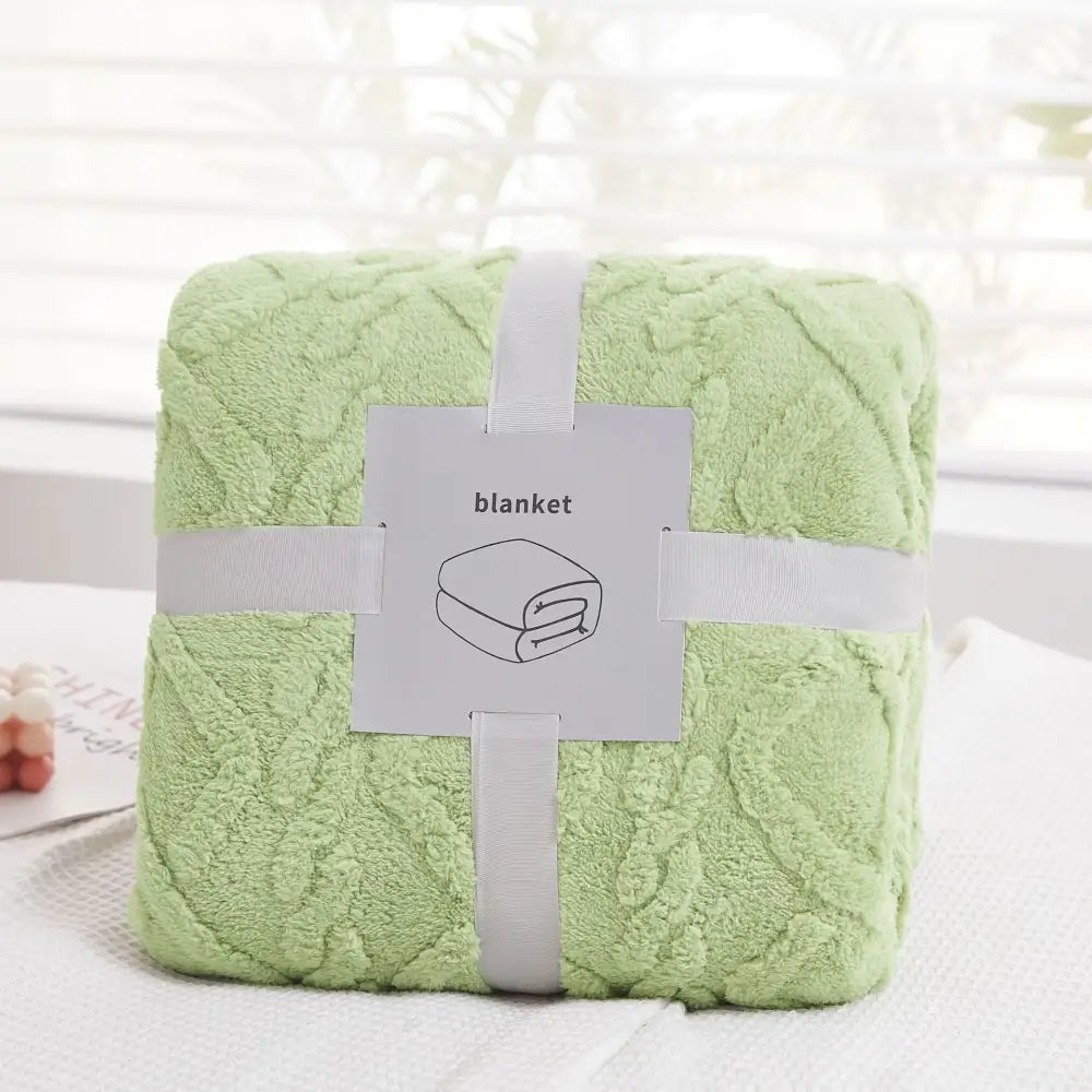 Cozy jacquard plush blanket living room textured sofa throw