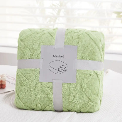 Cozy jacquard plush blanket living room textured sofa throw