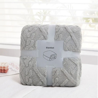 Cozy jacquard plush blanket living room textured sofa throw