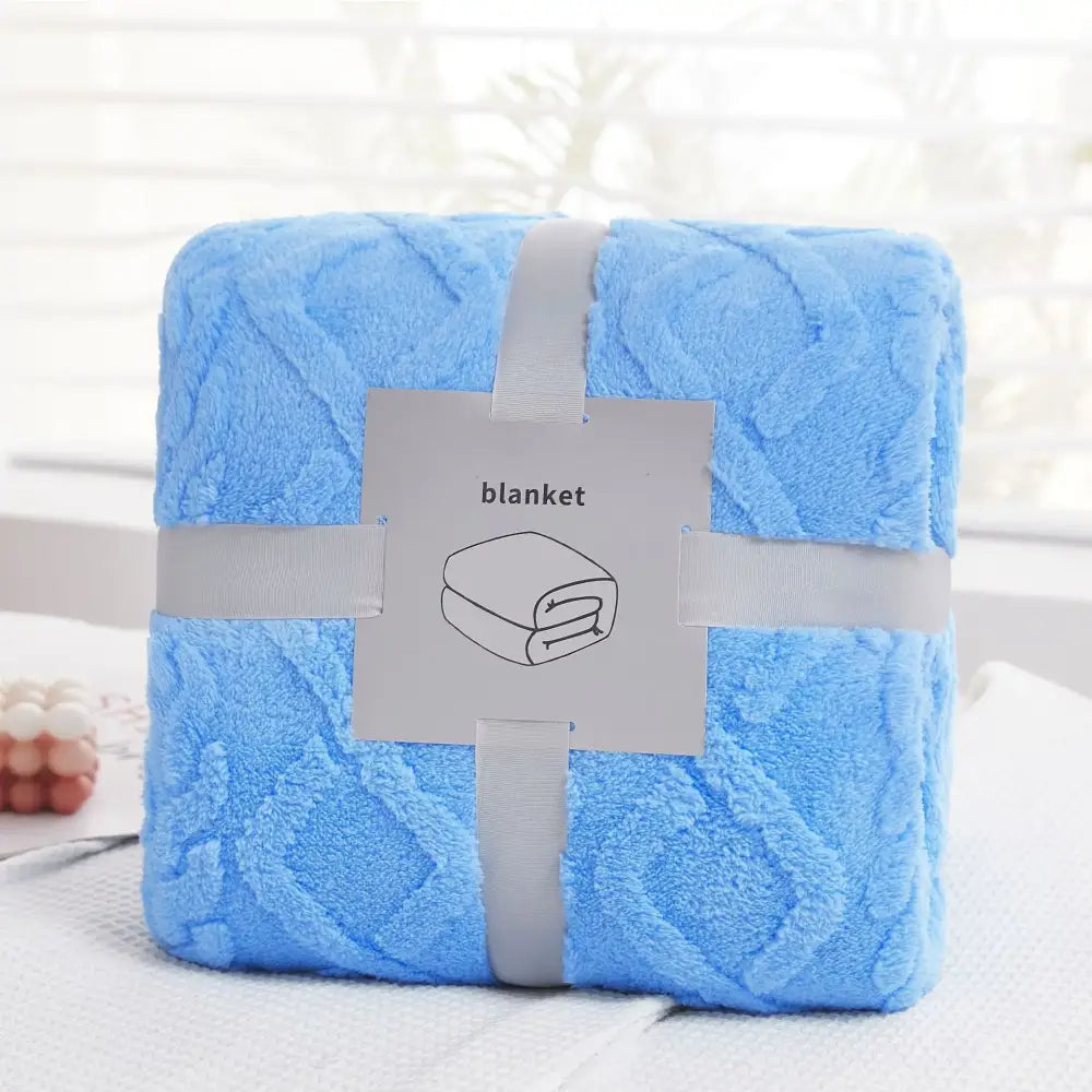 Cozy jacquard plush blanket living room textured sofa throw