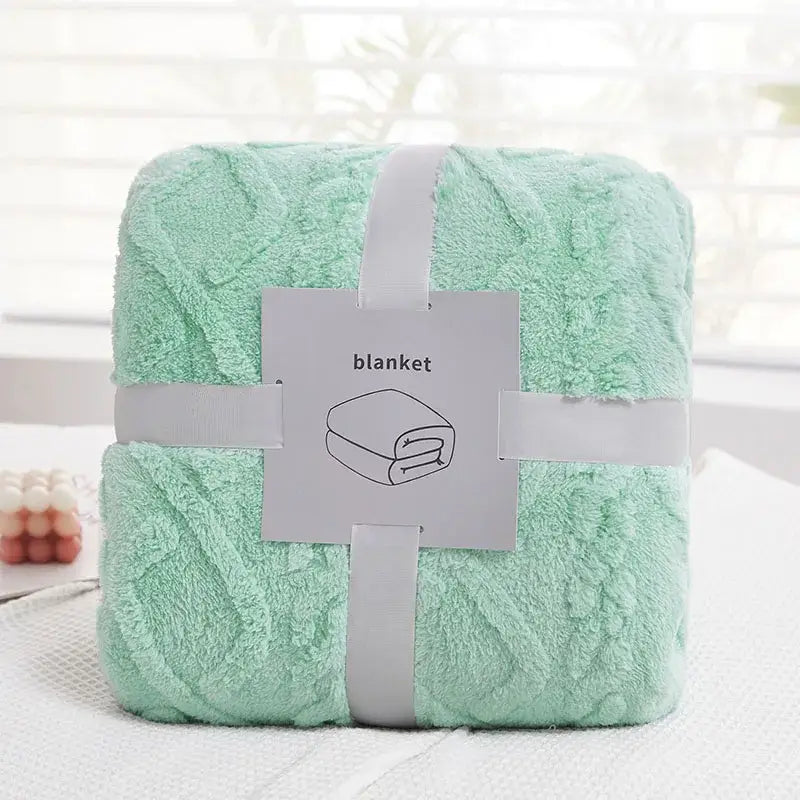 Cozy jacquard plush blanket living room textured sofa throw