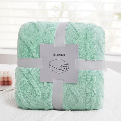 Cozy jacquard plush blanket living room textured sofa throw
