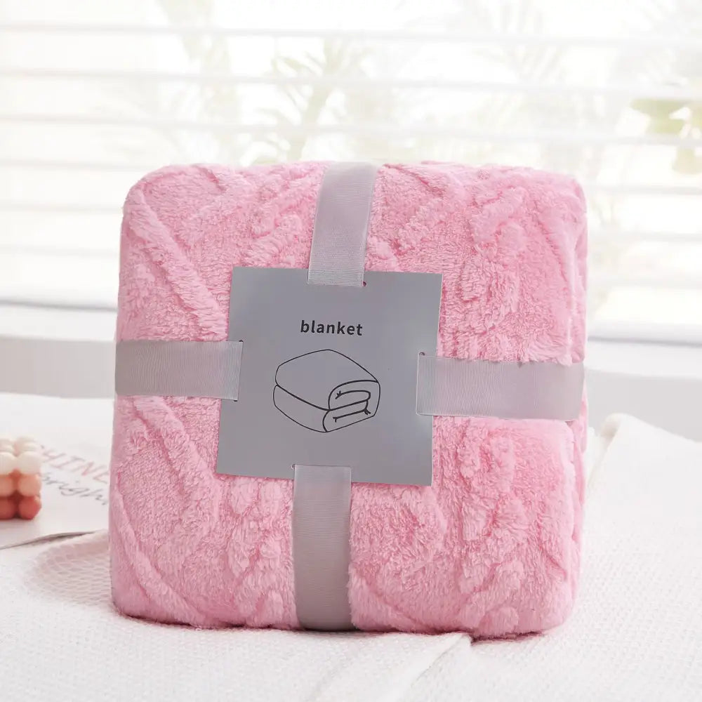 Cozy jacquard plush blanket living room textured sofa throw