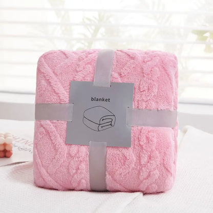 Cozy jacquard plush blanket living room textured sofa throw