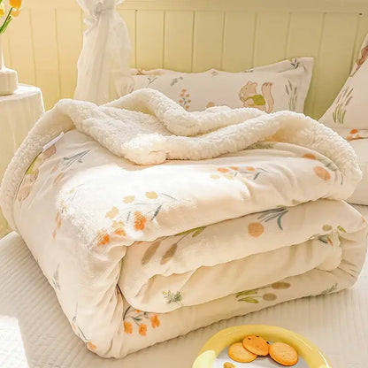 Cozy milk velvet floral fleece blanket bedroom bedding