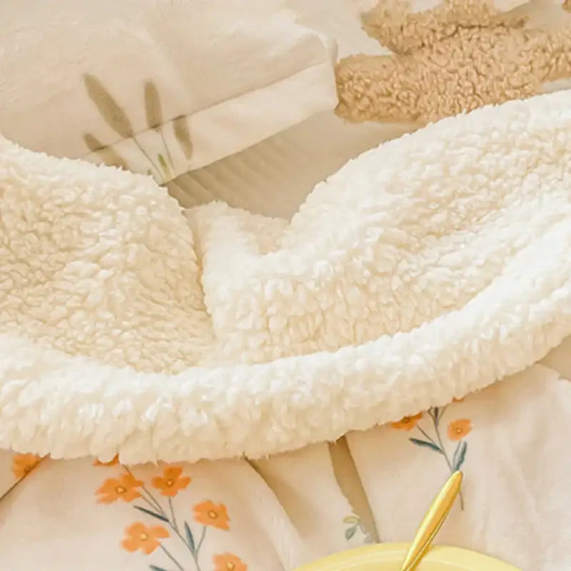 Cozy milk velvet floral fleece blanket bedroom bedding