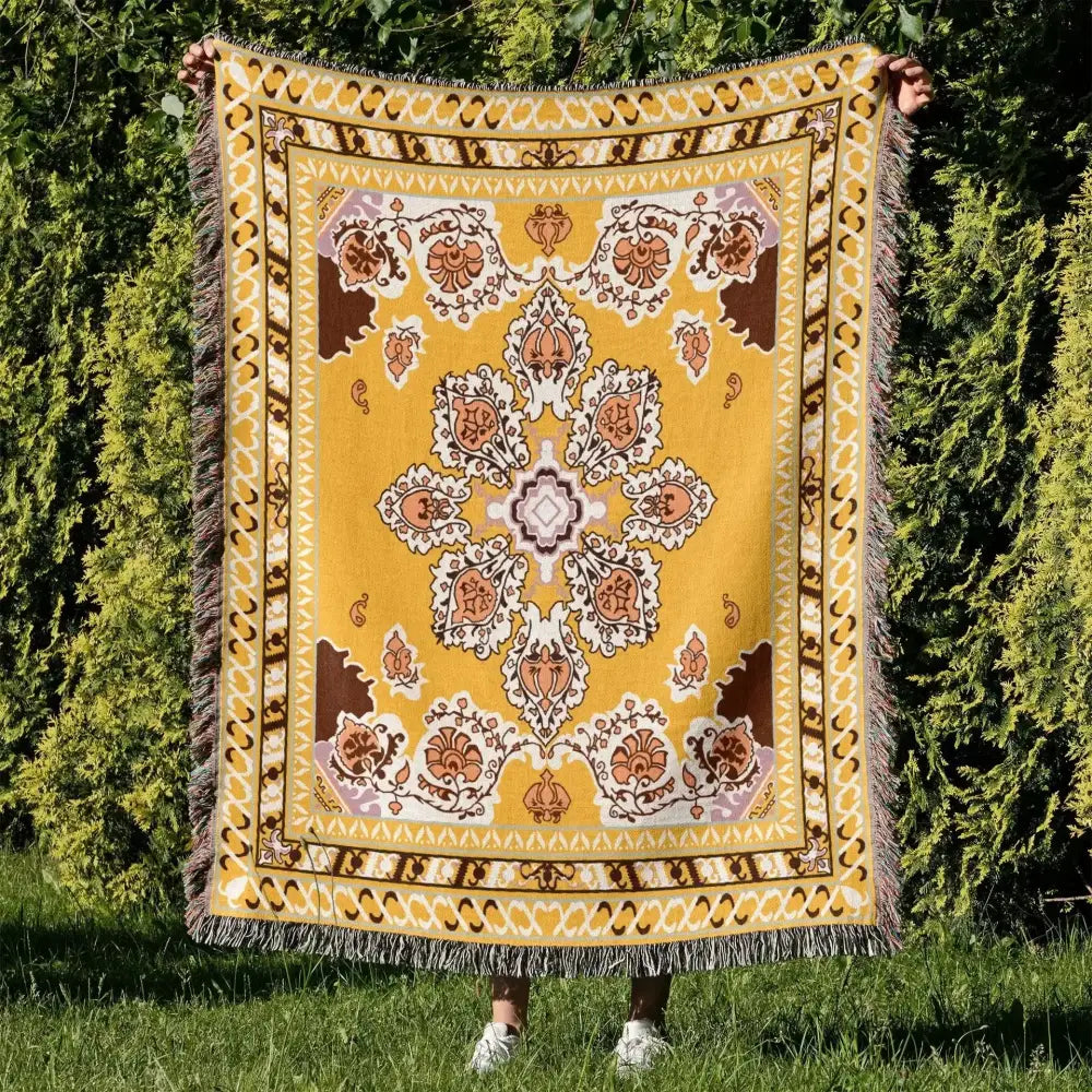 Cozy nordic camping blanket cream woven throw – living room decor