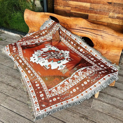 Cozy nordic camping blanket cream woven throw – living room decor