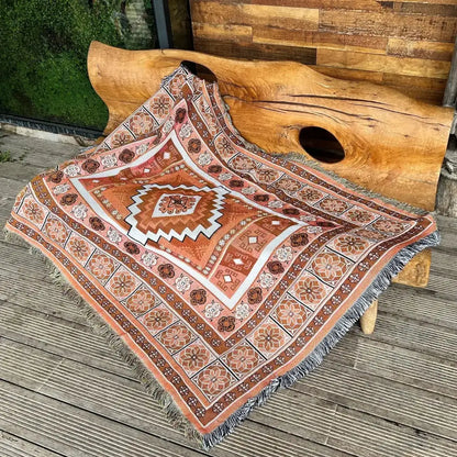 Cozy nordic camping blanket cream woven throw – living room decor
