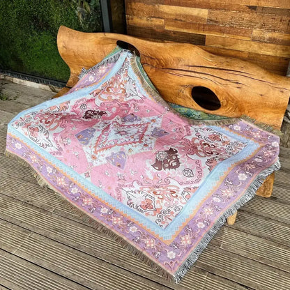 Cozy nordic camping blanket cream woven throw – living room decor