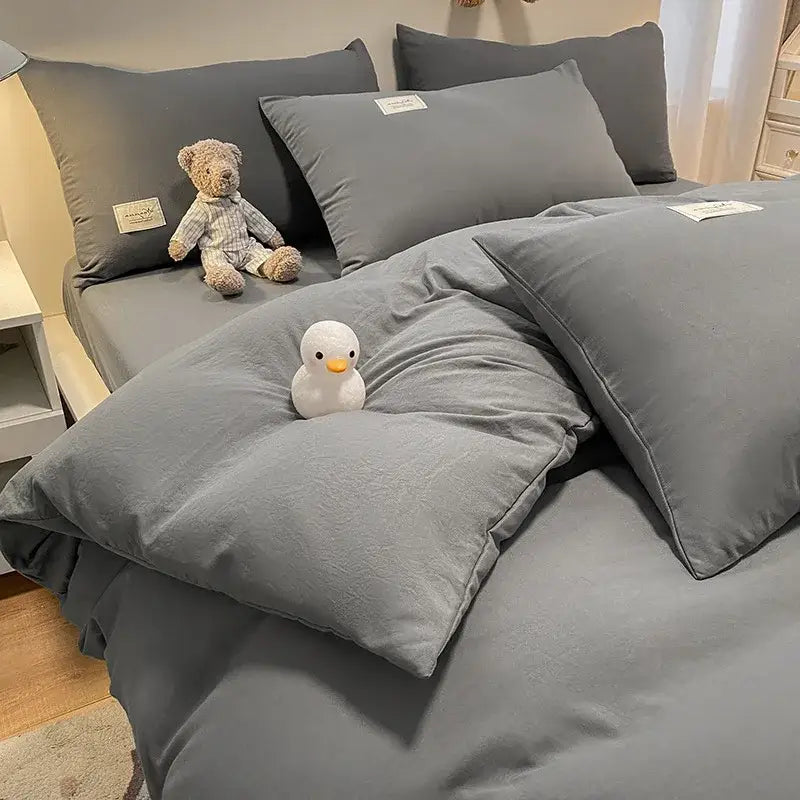 Cozy plaid duvet cover blue & white bedroom bedding set