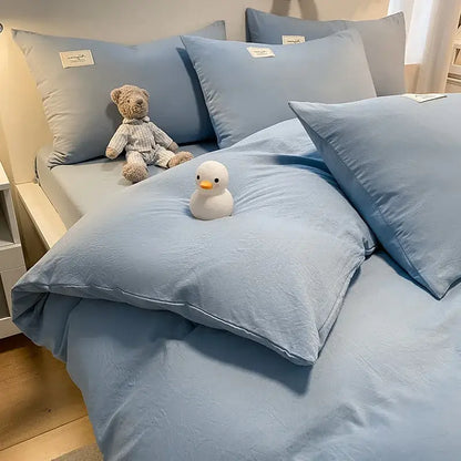 Cozy plaid duvet cover blue & white bedroom bedding set