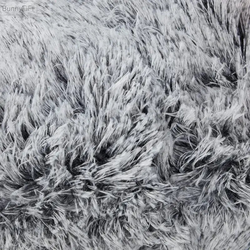Cozy plush fur cushion cover white & grey living room pillowcase
