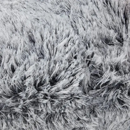 Cozy plush fur cushion cover white & grey living room pillowcase