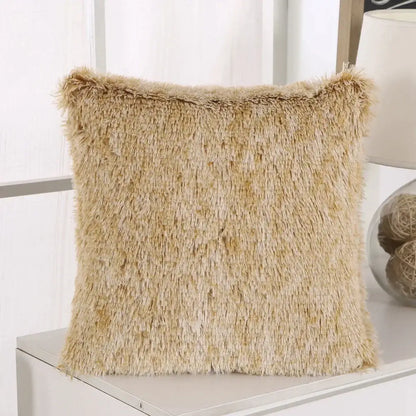 Cozy plush fur cushion cover white & grey living room pillowcase