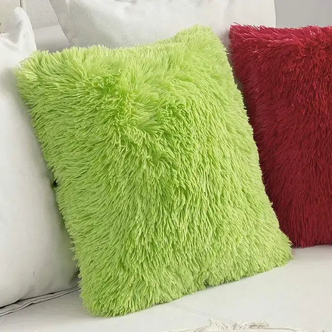 Cozy plush fur cushion cover white & grey living room pillowcase