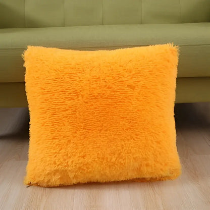 Cozy plush fur cushion cover white & grey living room pillowcase