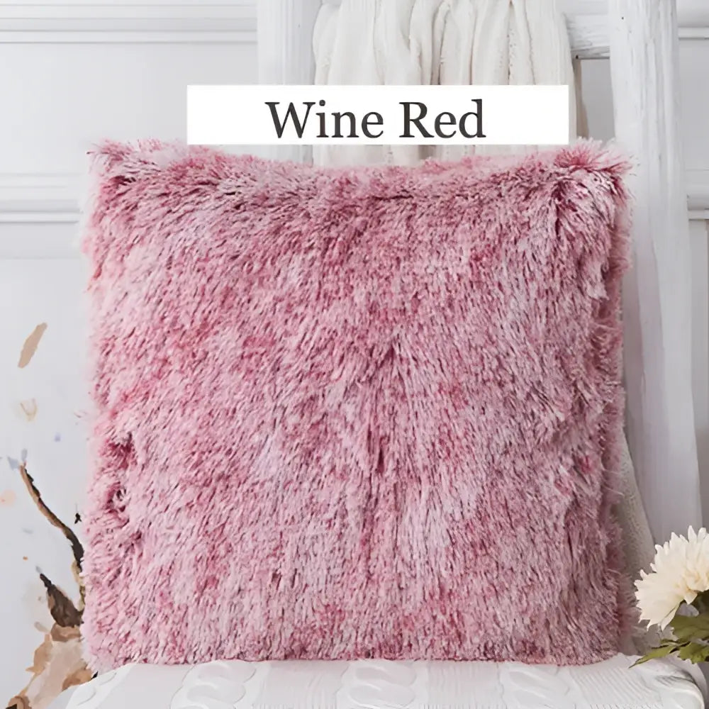 Cozy plush fur cushion cover white & grey living room pillowcase