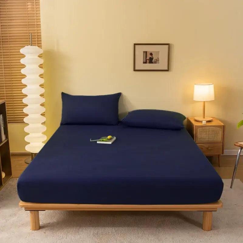 Cozy solid blue stretchy fitted sheet bedroom mattress cover