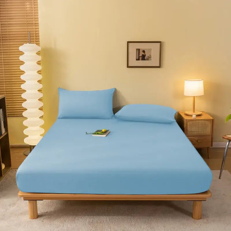 Cozy solid blue stretchy fitted sheet bedroom mattress cover