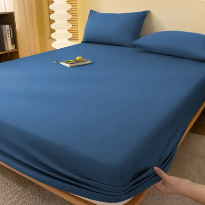 Cozy solid blue stretchy fitted sheet bedroom mattress cover
