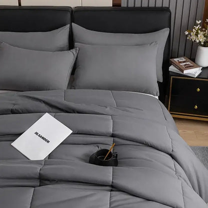 Cozy spring queen gray quilted duvet set bedroom comforter