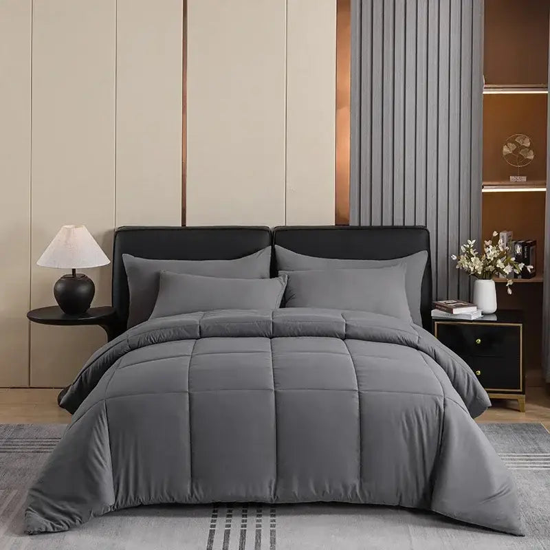 Cozy spring queen gray quilted duvet set bedroom comforter