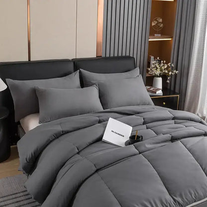 Cozy spring queen gray quilted duvet set bedroom comforter