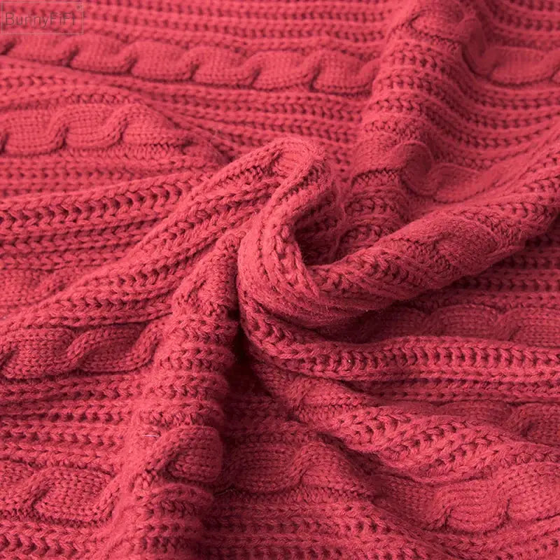 Cozy textured knit cushion cover with tassels for living room bed