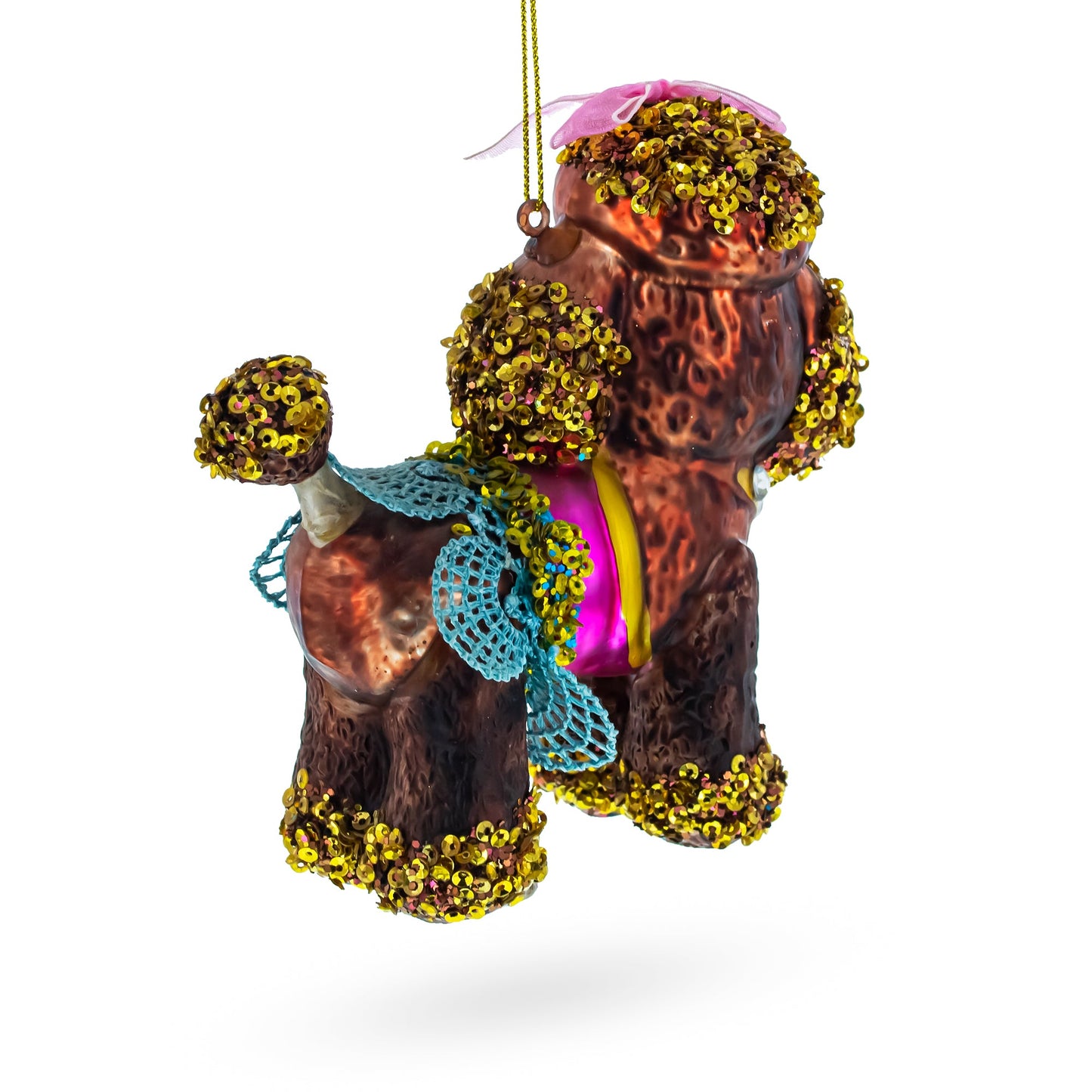 Poodle Glass Christmas Ornament