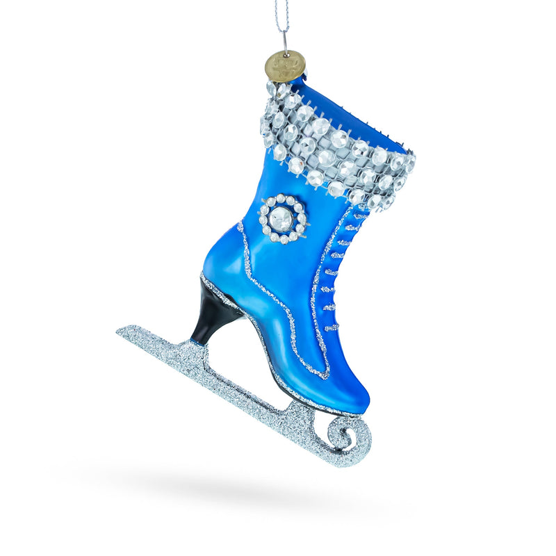 Figure Ice Skating Glass Christmas Ornament