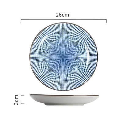 Crackle glaze blue ceramic dinner plate set dining room tableware