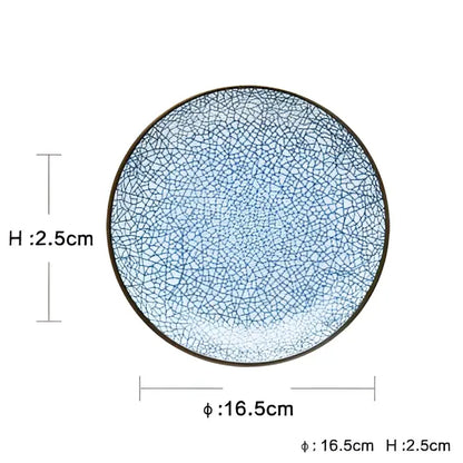 Crackle glaze blue ceramic dinner plate set dining room tableware