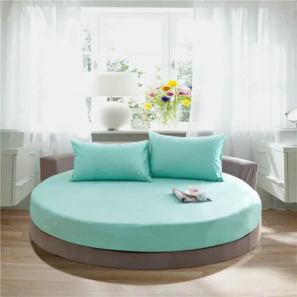 Cream and gray round fitted bed sheet set bedroom decor