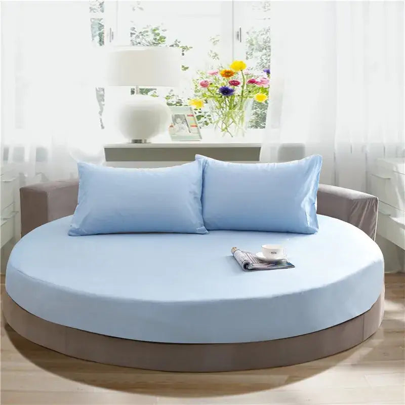 Cream and gray round fitted bed sheet set bedroom decor