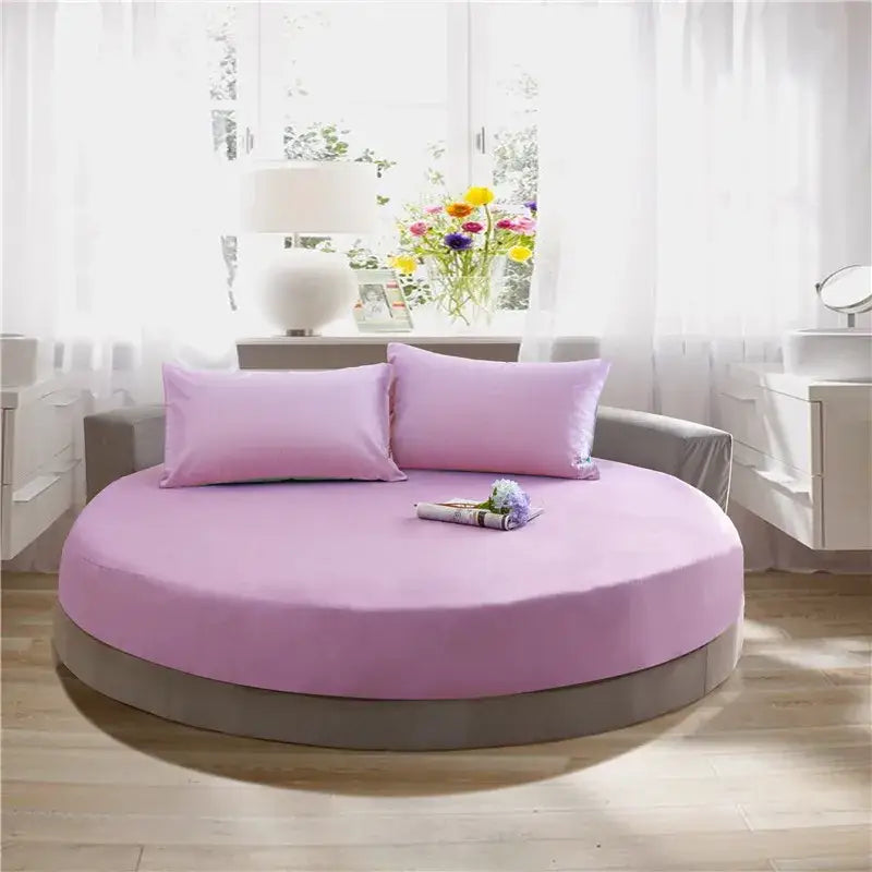 Cream and gray round fitted bed sheet set bedroom decor