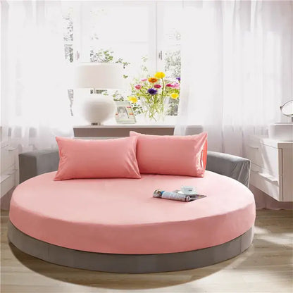 Cream and gray round fitted bed sheet set bedroom decor