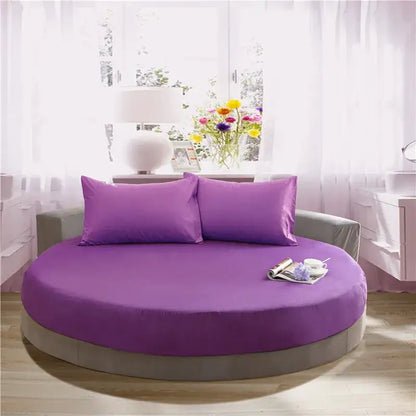 Cream and gray round fitted bed sheet set bedroom decor