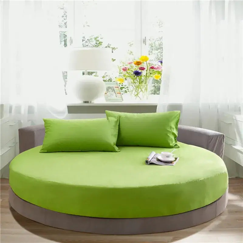 Cream and gray round fitted bed sheet set bedroom decor