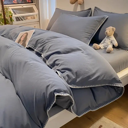 Cream and gray zigzag quilted bedding set bedroom cozy shell edges